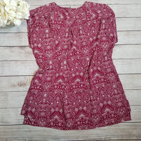 14th & Union Dot Pattern Burgundy Blouse Sz XL - Picture 4 of 8